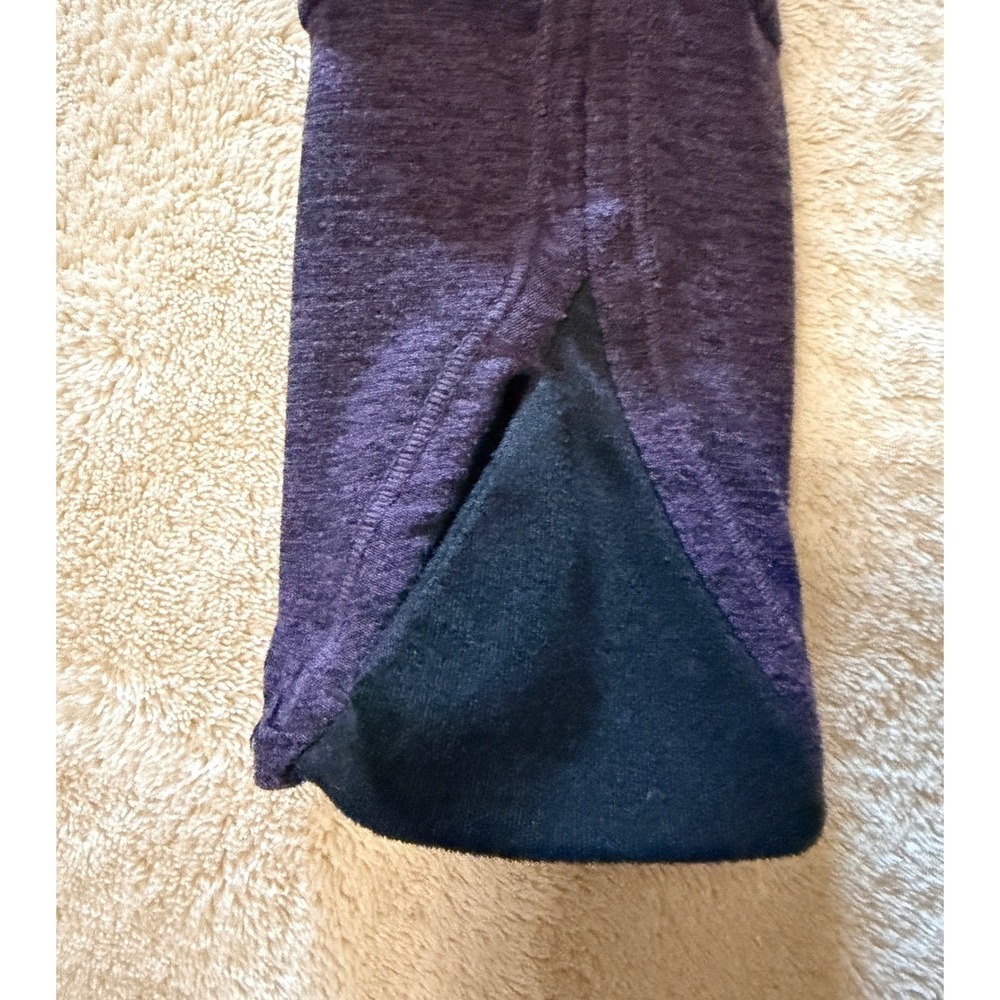 🍁Serene Tangerine Purple Heathered Long Sleeve Hoodie Thumbhole High-Low Hem Sm - Picture 6 of 10